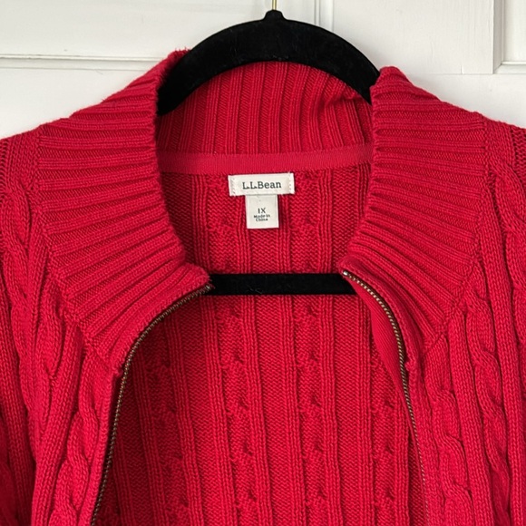 LL Bean Classic Cotton Zip Front Sweater 1X - Picture 2 of 8